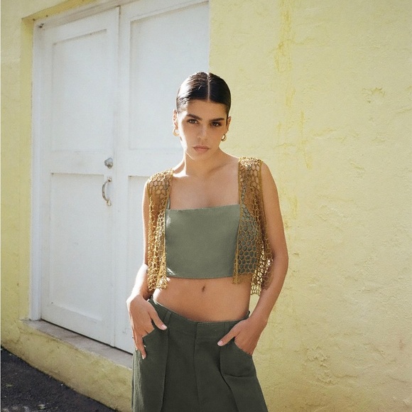 NWT Zara Beaded Mesh Top Size XS-S - Picture 1 of 3